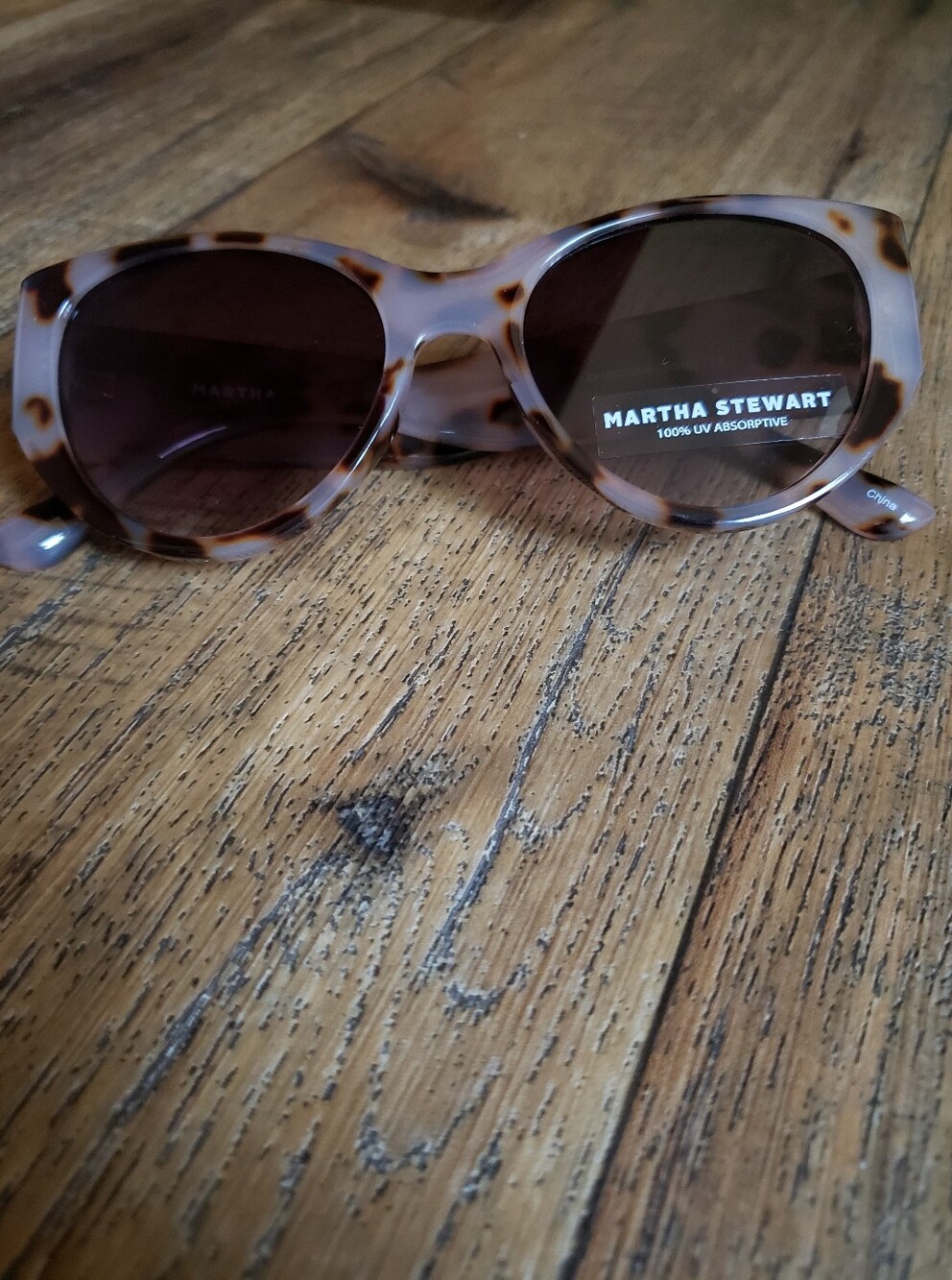 Martha Stewart Ivory Spotted Tortoise Shell Cat Eye Sunglasses - Brown Lenses